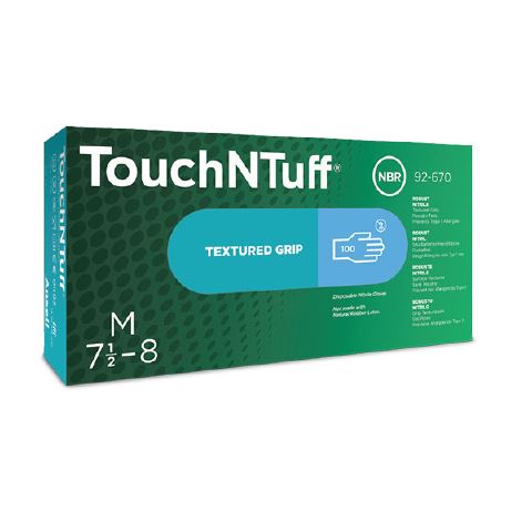 Rukavice jednoraz. nitril. TouchNTuff 92-670, veľkosť M (7.5-8), box 100ks