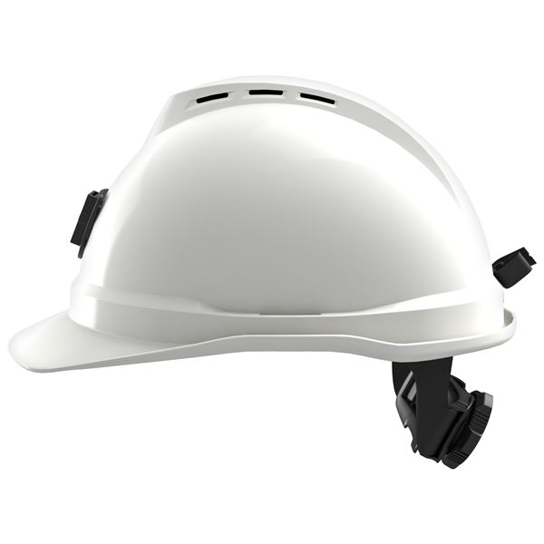 Ochrann prilba V-Gard 500, vetran, biela, Fas-Trac 3 PVC, plastov driak vpredu