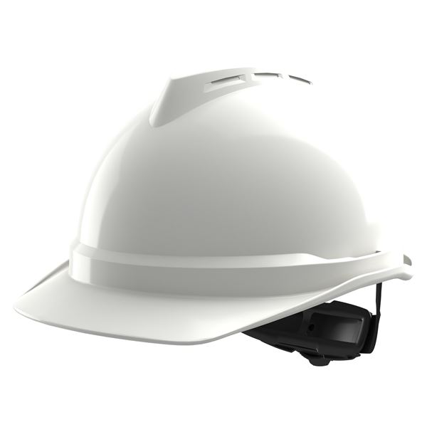 Ochranná prilba V-Gard 500, nevetraná, biela, Fas-Trac 3 PVC