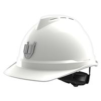 Ochranná prilba V-Gard 500, nevetraná, biela, Fas-Trac 3 PVC, predný kovový držiak na lampu 