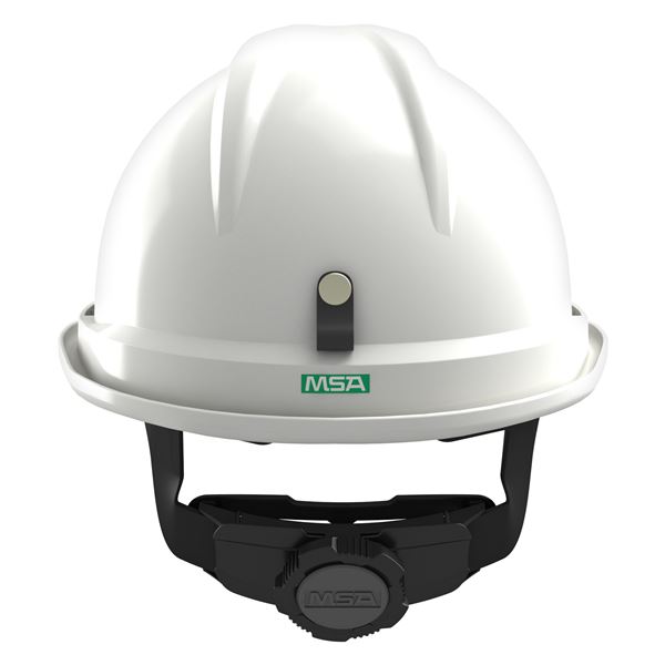 Ochranná prilba V-Gard 500, nevetraná, biela, Fas-Trac 3 PVC, predný kovový držiak na lampu 