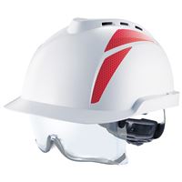 Ochranná prilba V-Gard 930, vetraná, biela, červené nálepky